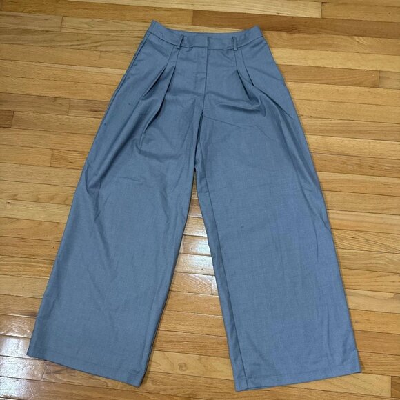 Fashion Nova Wide Leg Trousers Gray Women’s M High Waist Pleated Dress Pants - Picture 1 of 10